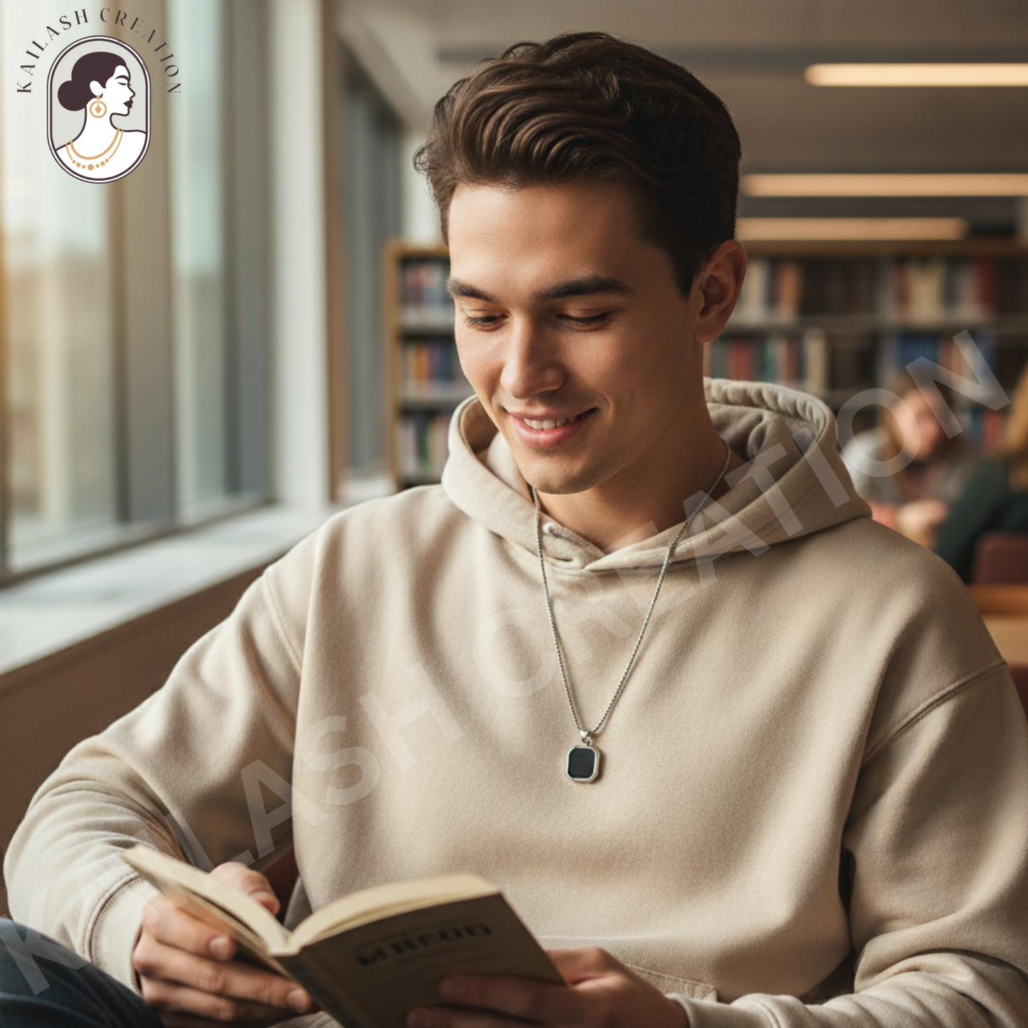 Anti Tarnish Stainless Steel Black Geometric Pendant Chain for Men and Boys