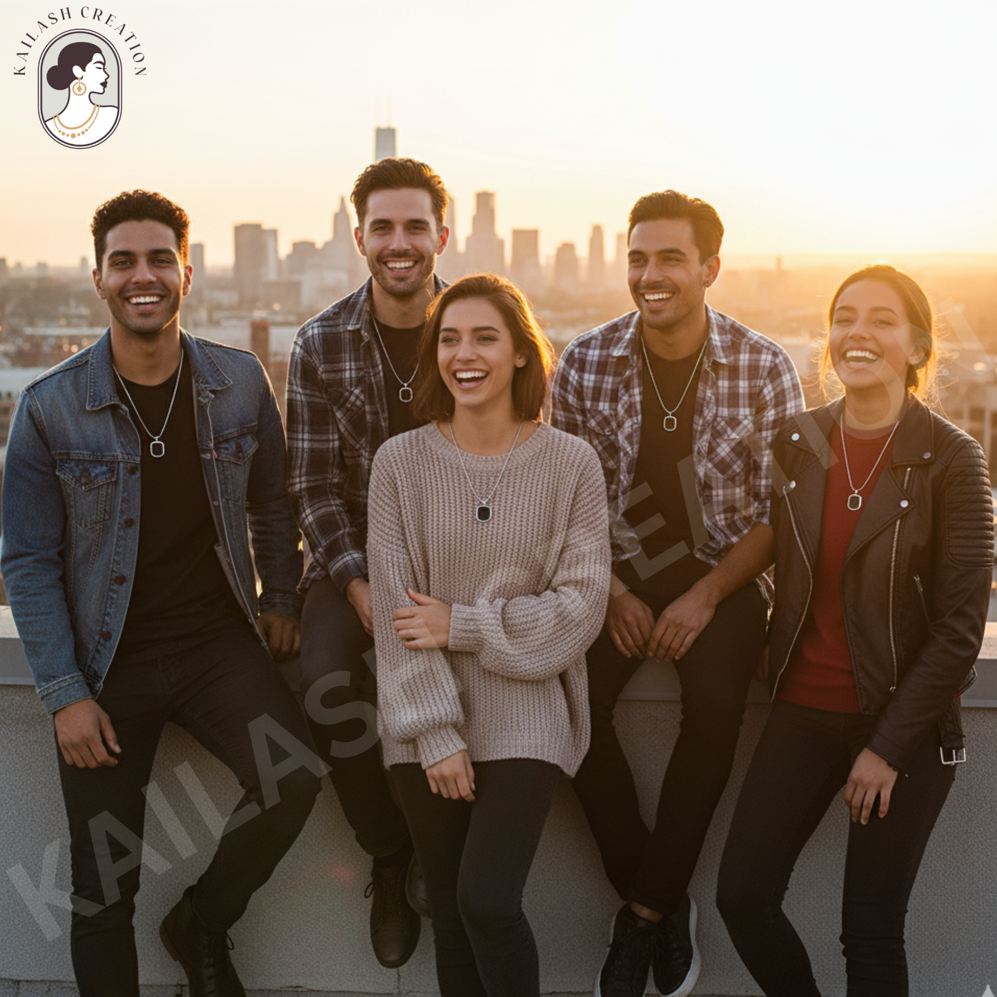 Anti Tarnish Stainless Steel Black Geometric Pendant Chain for Men and Boys