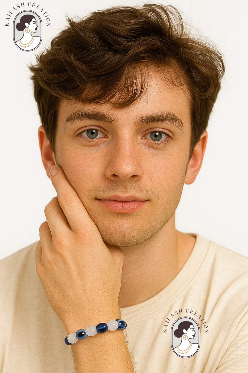 Black and Milky Evil Eye Bracelet for Men & Women