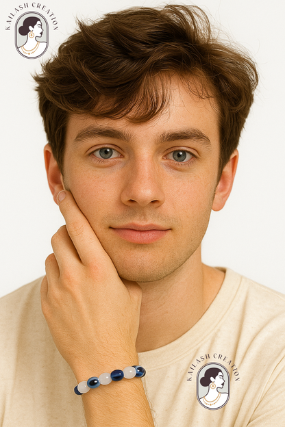 Black and Milky Evil Eye Bracelet for Men & Women