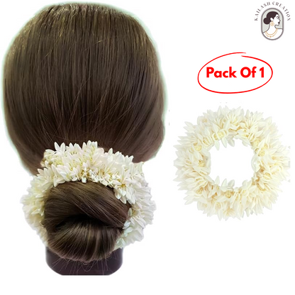 Artificial Mogra Gajra with Scented Jasmine Flower for Hair Bun & Braids
