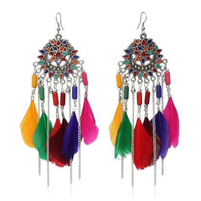 Multicolor Boho Feather Jhumki Earrings for Women and Girls Stylish