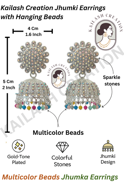 Multicolor Sparkle Jhumki Earrings for Women and Girls