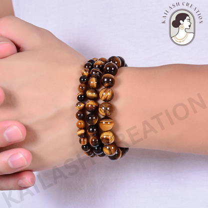Unisex Tiger Eye Triple Protection Bracelet