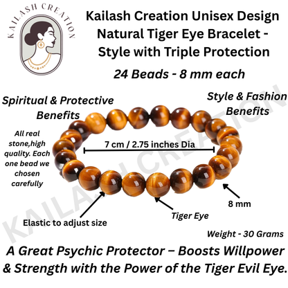 Unisex Tiger Eye Triple Protection Bracelet