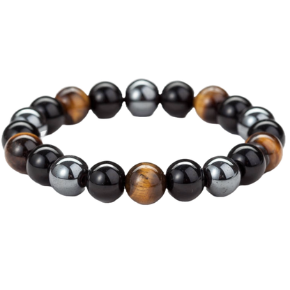 Hematite & Black Obsidian Triple Protection Bracelet for Men & Women
