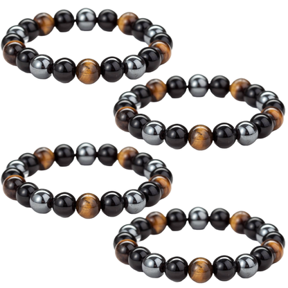 Hematite & Black Obsidian Triple Protection Bracelet for Men & Women