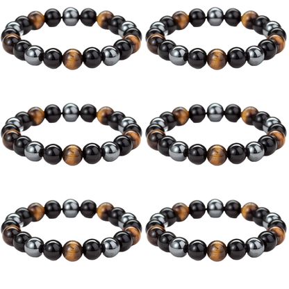 Hematite & Black Obsidian Triple Protection Bracelet for Men & Women