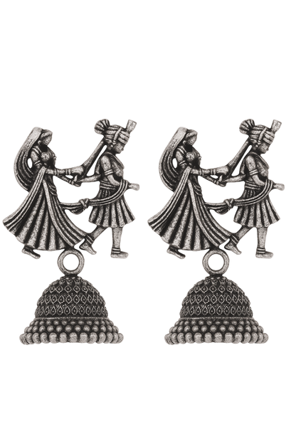 Dulha Dulhan Oxidized Silver Jhumki Earrings for Women