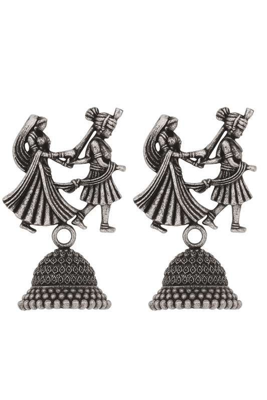 Dulha Dulhan Oxidized Silver Jhumki Earrings for Women