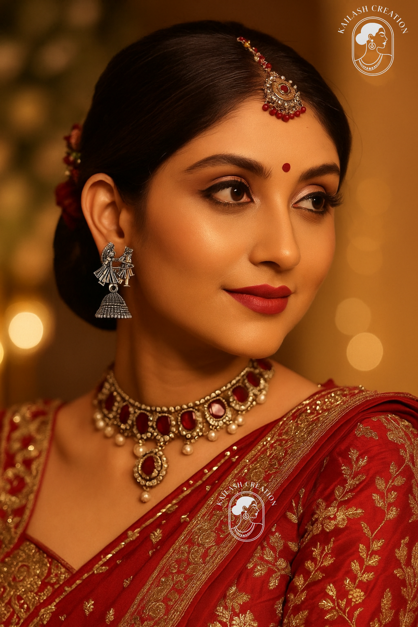 Dulha Dulhan Oxidized Silver Jhumki Earrings for Women