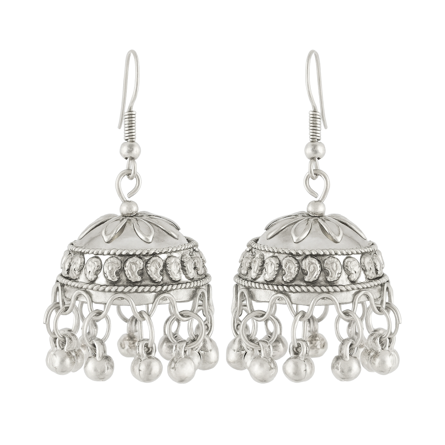 Oxidized Silver Jhumki Earrings for Women and Girls