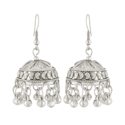 Oxidized Silver Jhumki Earrings for Women and Girls