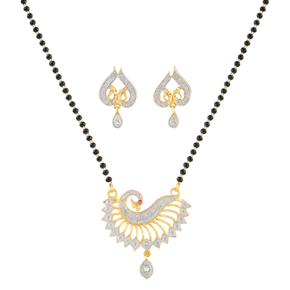 Peacock Design Mangalsutra with Matching Earrings Designer Mangalsutra