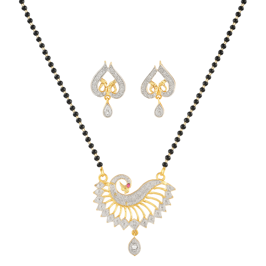 Peacock Design Mangalsutra with Matching Earrings Designer Mangalsutra