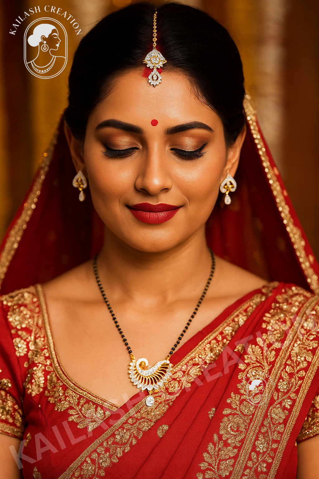 Peacock Design Mangalsutra with Matching Earrings Designer Mangalsutra