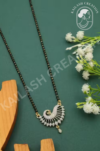 Peacock Design Mangalsutra with Matching Earrings Designer Mangalsutra
