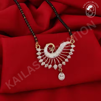 Peacock Design Mangalsutra with Matching Earrings Designer Mangalsutra