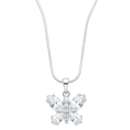 Butterfly Grace CZ Diamond 18 inches Silver Plated Chain Pendant for women and Girls