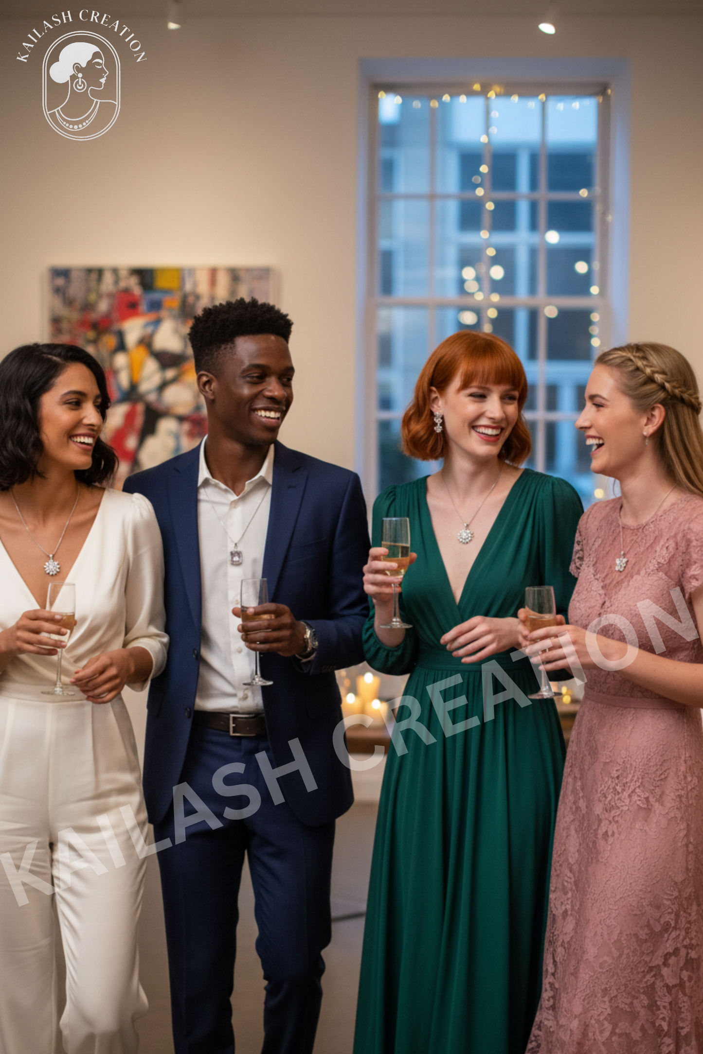 Halo Cut Designs CZ Diamond 18 inches Silver Plated Chain Pendant for women and Girls