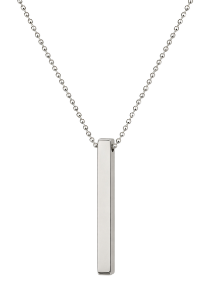 Anti Tarnish 3D Silver Cuboid Vertical Bar Pendant for Men and Boys