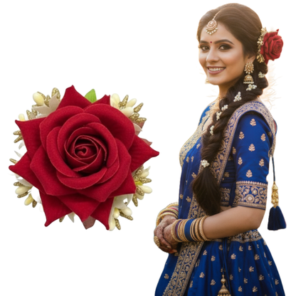 Red Fabric Rose Flower Hair Clip for Women and Girls stylish