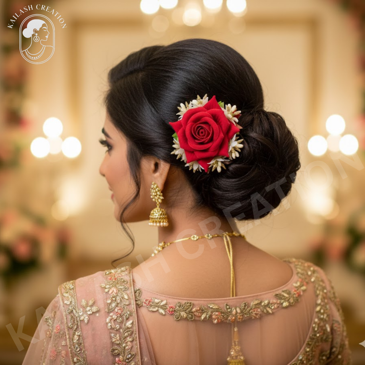 Red Fabric Rose Flower Hair Clip for Women and Girls stylish