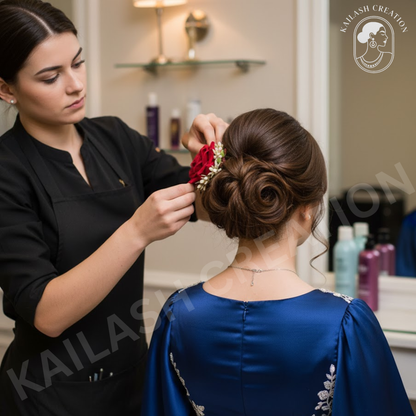 Red Fabric Rose Flower Hair Clip for Women and Girls stylish