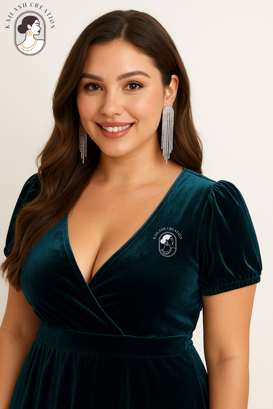 Silver Rhinestone Tassel Drop Earrings