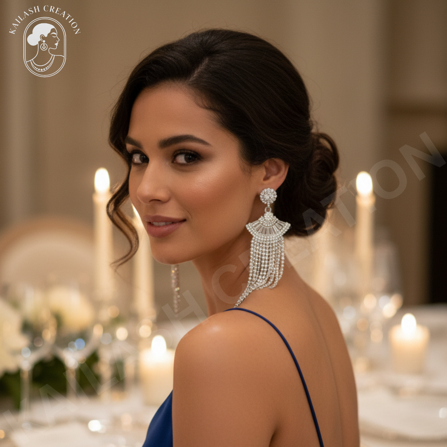 Rhinestone Sparkly Long Crystal Tassel Drop Dangle Earrings for Women