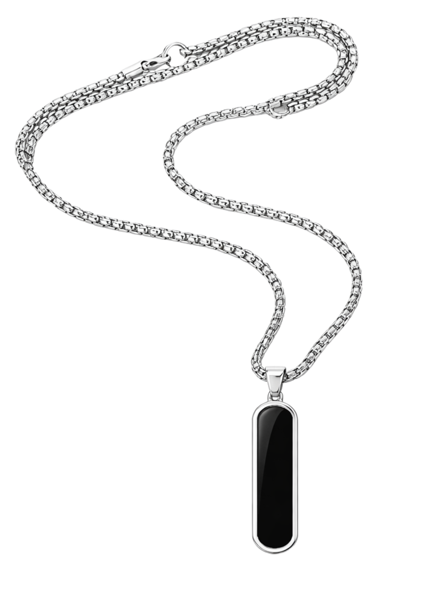 Anti Tarnish Stainless Steel Black Rectangular Pendant Chain for Men and Boys