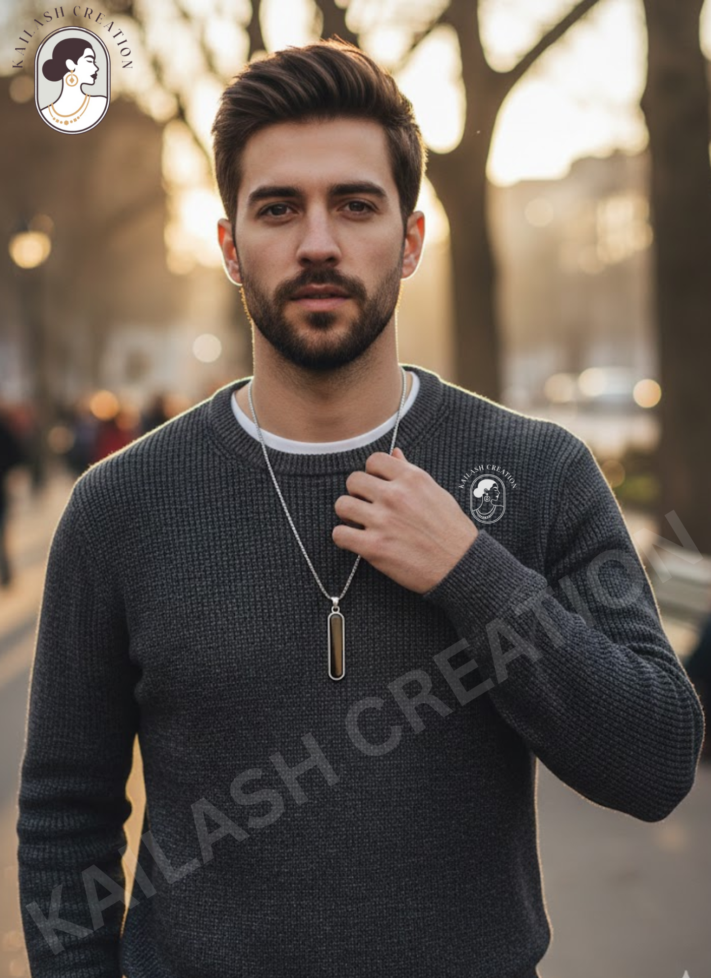 Anti Tarnish Stainless Steel Black Rectangular Pendant Chain for Men and Boys