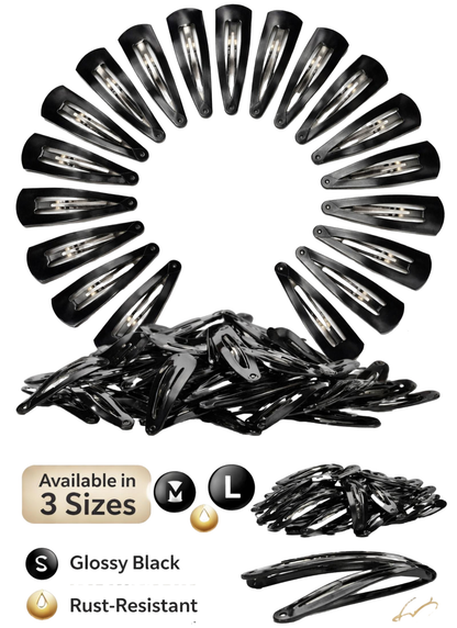 Pack of 36 - Tic Tac Hair Clips Matte Black for Women & Girls