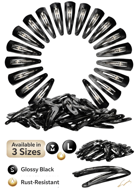 Pack of 36 - Tic Tac Hair Clips Matte Black for Women & Girls