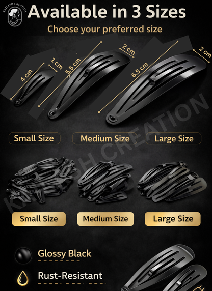 Pack of 36 - Tic Tac Hair Clips Matte Black for Women & Girls