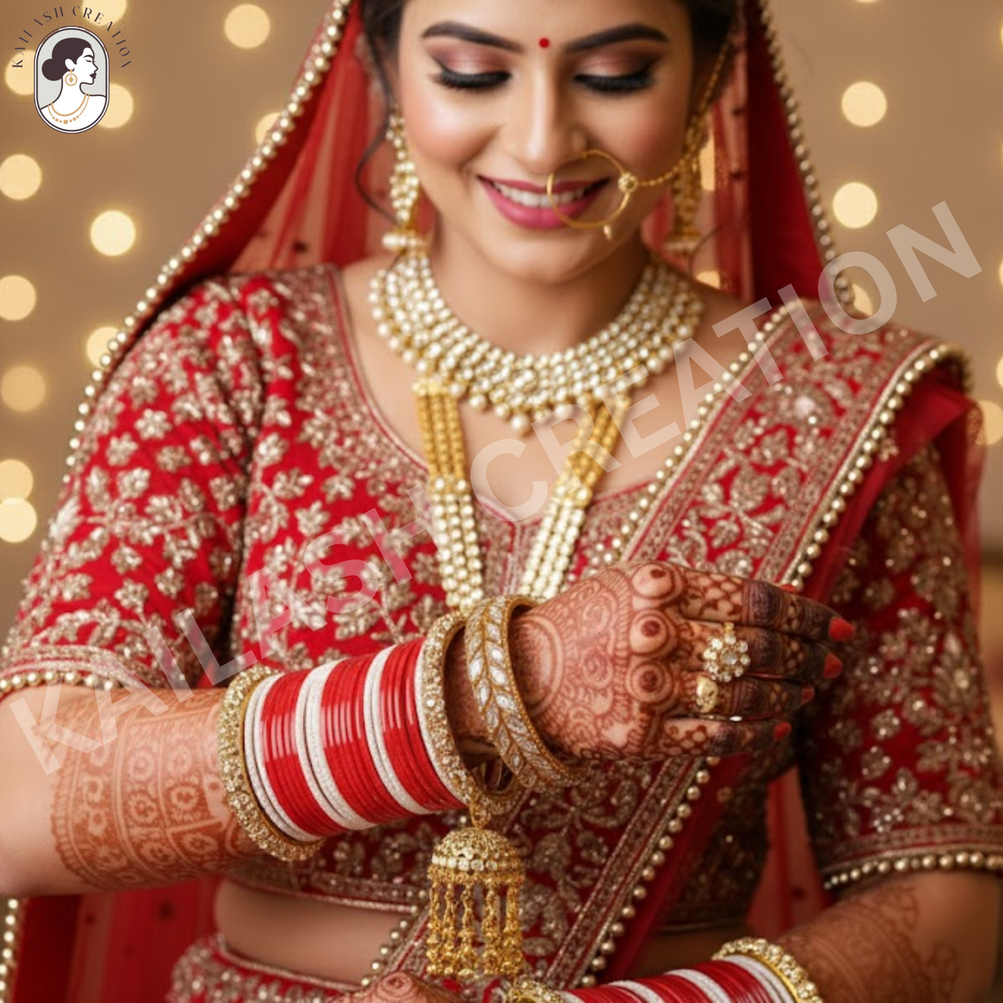 Gold Plated AD Designer Kada Bracelet Set for Women & Girls