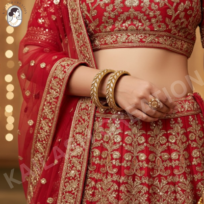 Gold Plated AD Designer Kada Bracelet Set for Women & Girls