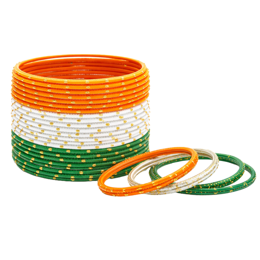 Tiranga Tricolor Metal Bangles Set for Kids, Women & Girls