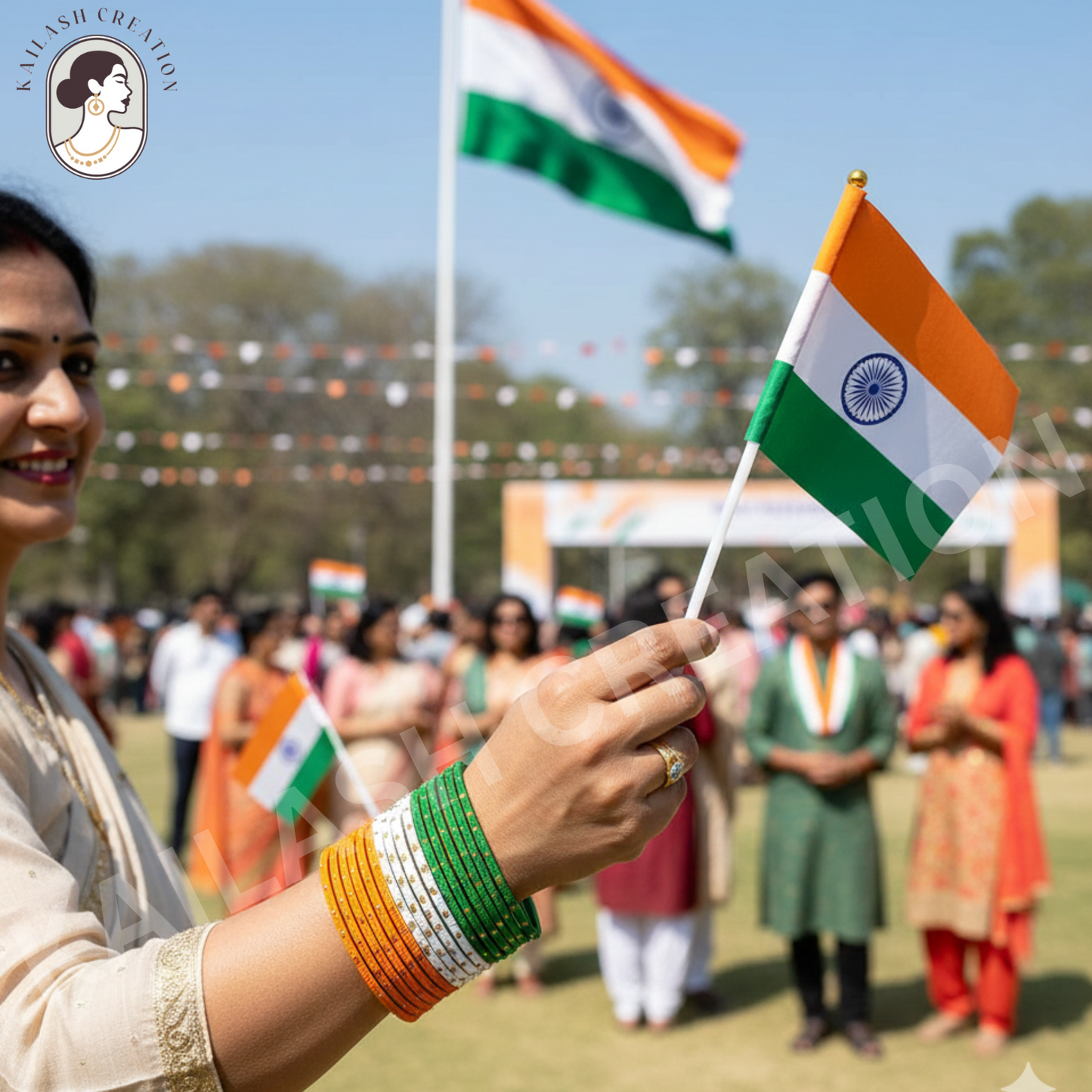 Tiranga Tricolor Metal Bangles Set for Kids, Women & Girls