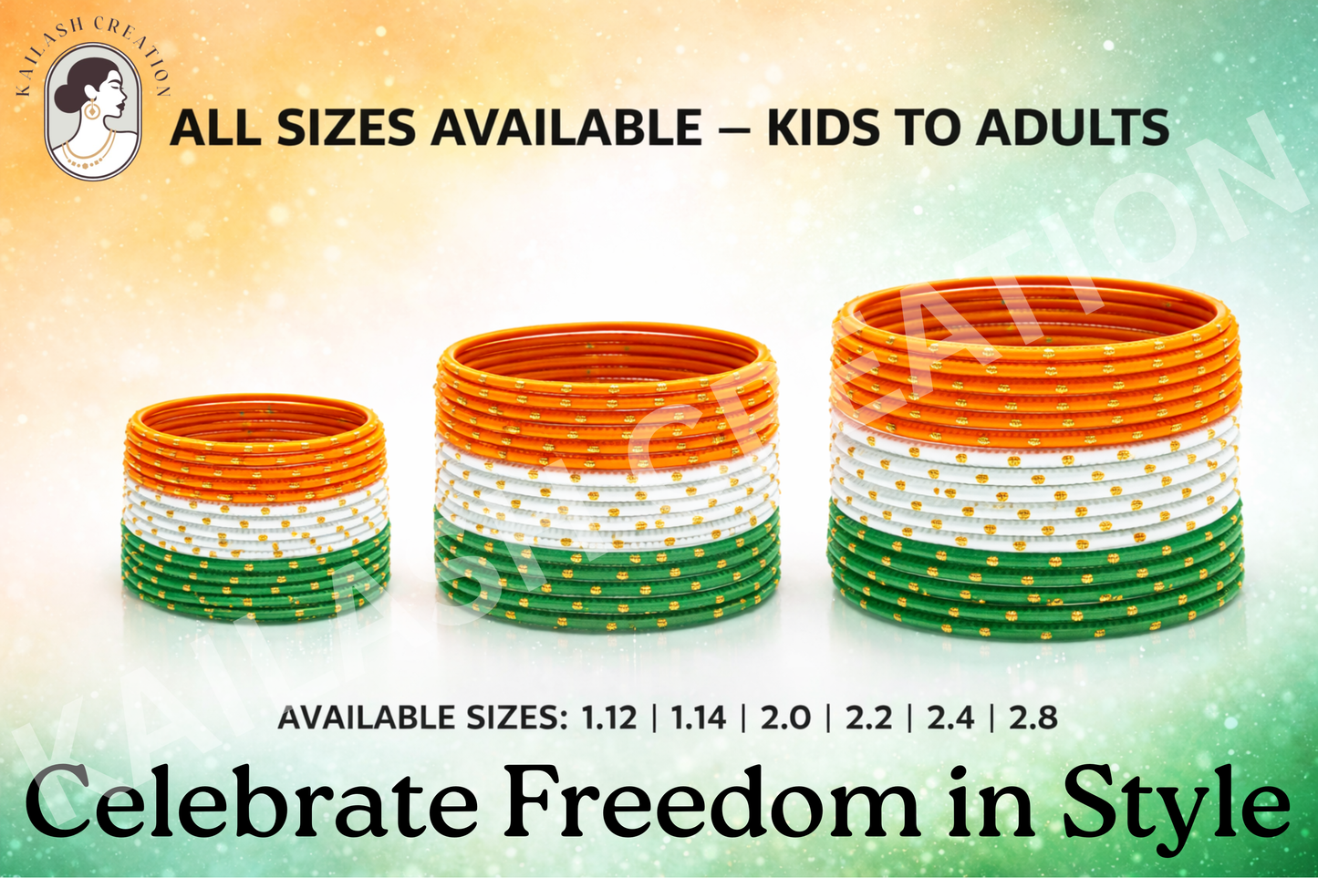 Tiranga Tricolor Metal Bangles Set for Kids, Women & Girls