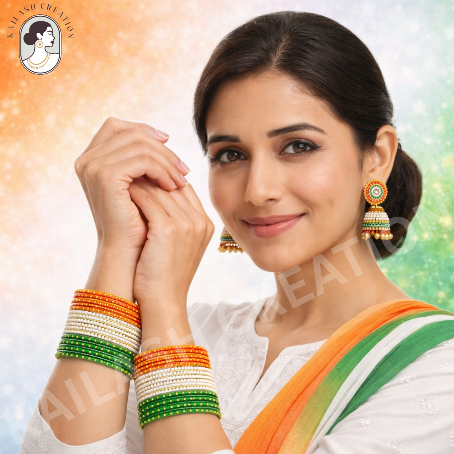 Tiranga Tricolor Metal Bangles Set for Kids, Women & Girls