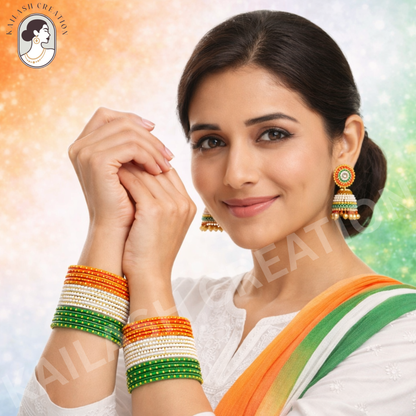 Tiranga Tricolor Metal Bangles Set for Kids, Women & Girls