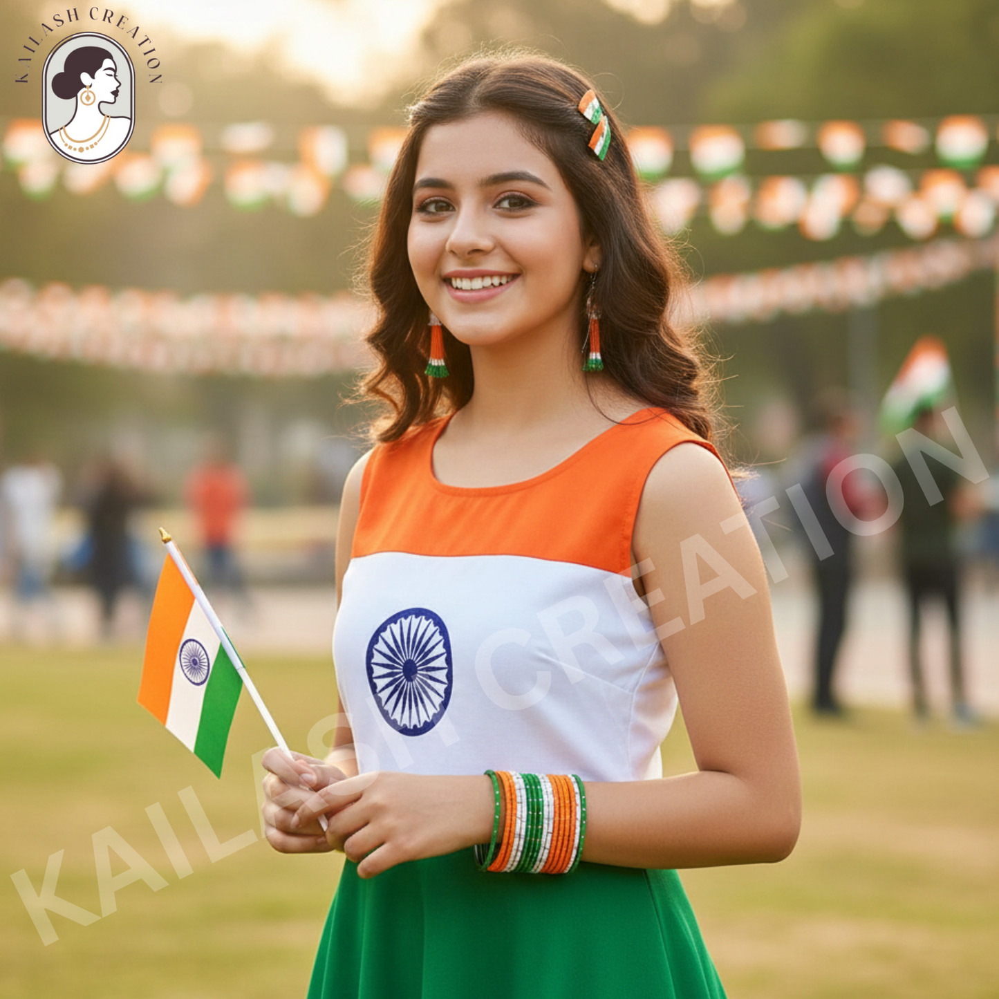 Tiranga Tricolor Metal Bangles Set for Kids, Women & Girls