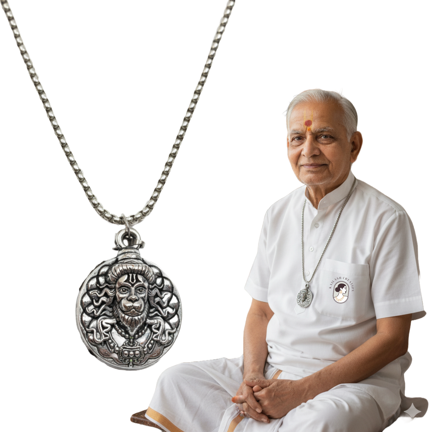 Anti Tarnish Stainless Steel Mahabali Dev Face Hanuman Ji Pendant for Boys and Men