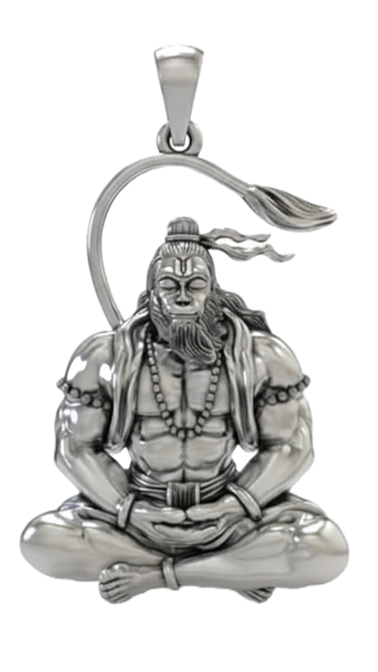 Anti Tarnish Stainless Steel Hanuman Ji Meditation Pose Pendant for Boys and Men