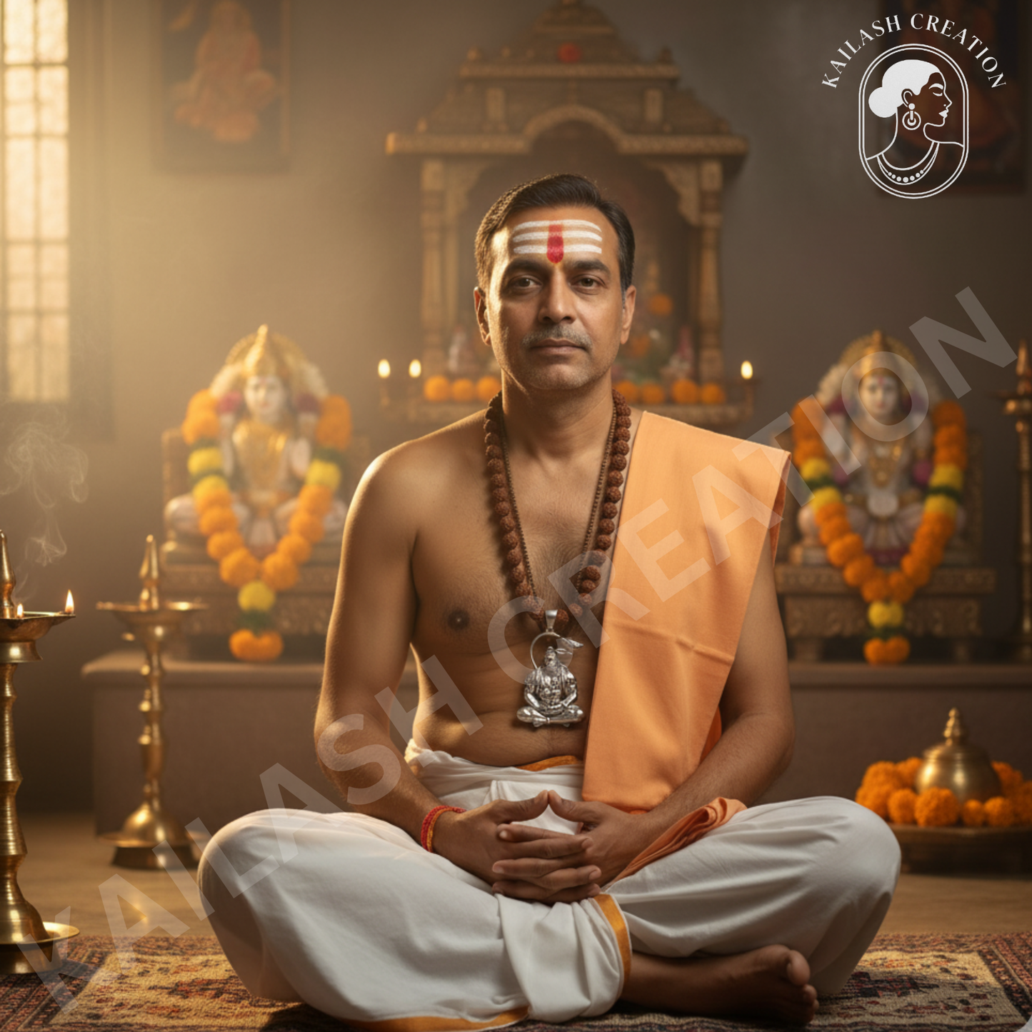 Anti Tarnish Stainless Steel Hanuman Ji Meditation Pose Pendant for Boys and Men