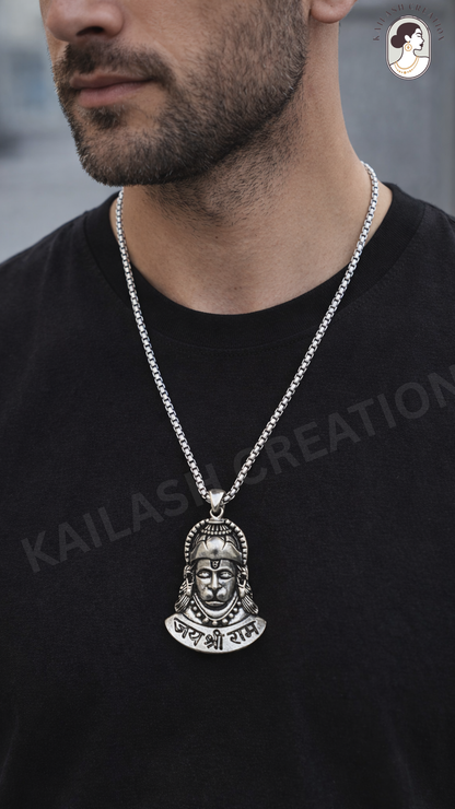 Anti Tarnish Stainless Steel Bajrang Bali Design Pendant for Boys and Men