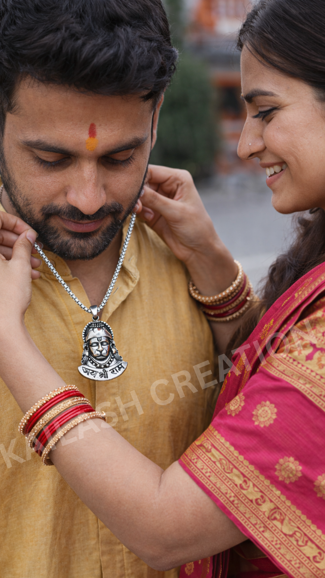 Anti Tarnish Stainless Steel Bajrang Bali Design Pendant for Boys and Men
