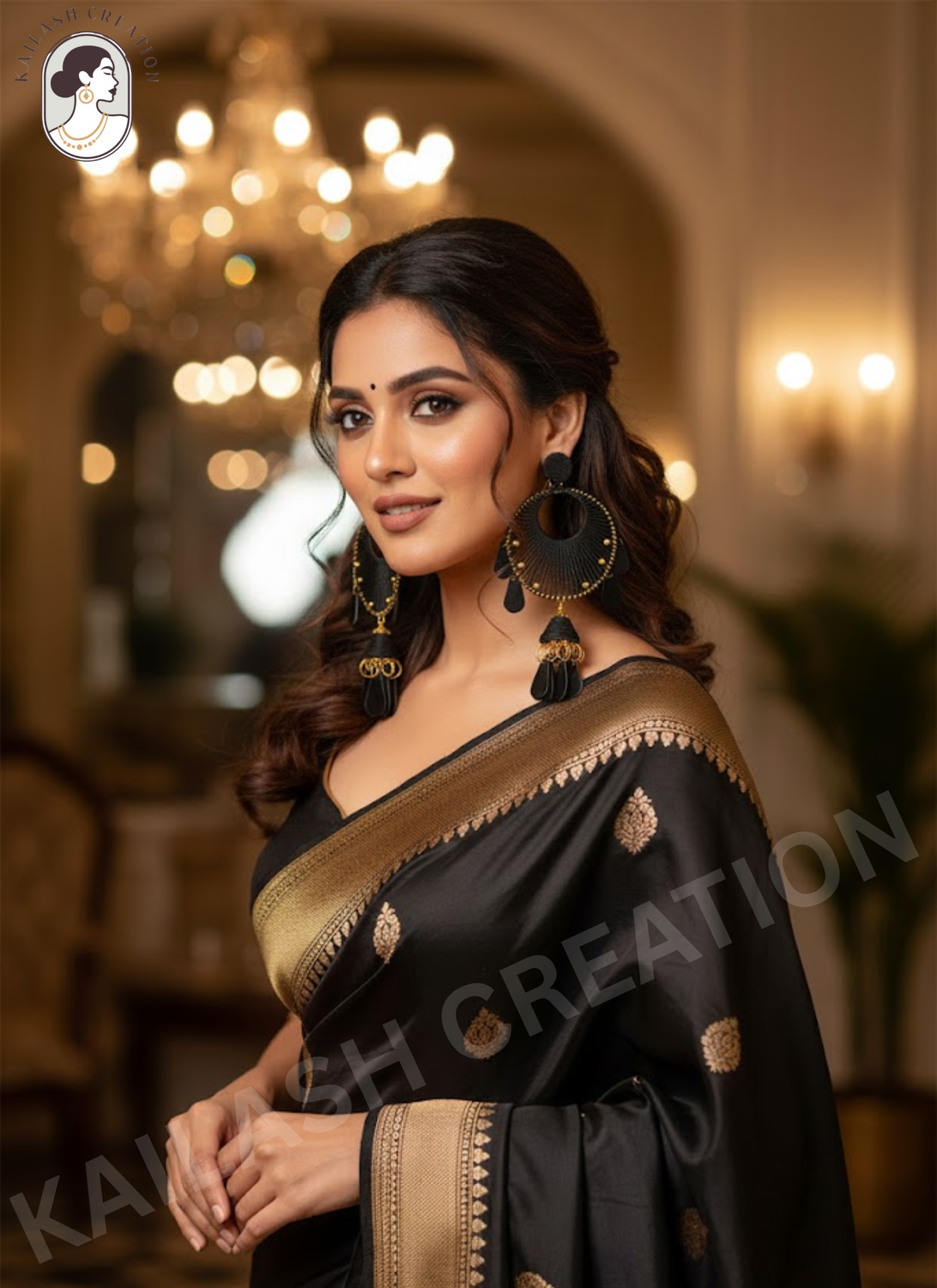 Black Feather & Thread Work Ethnic Jhumki Dangler Earrings for Women & Girls