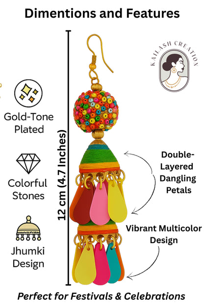 Multicolor Ethnic Jhumki Earrings for Women & Girls